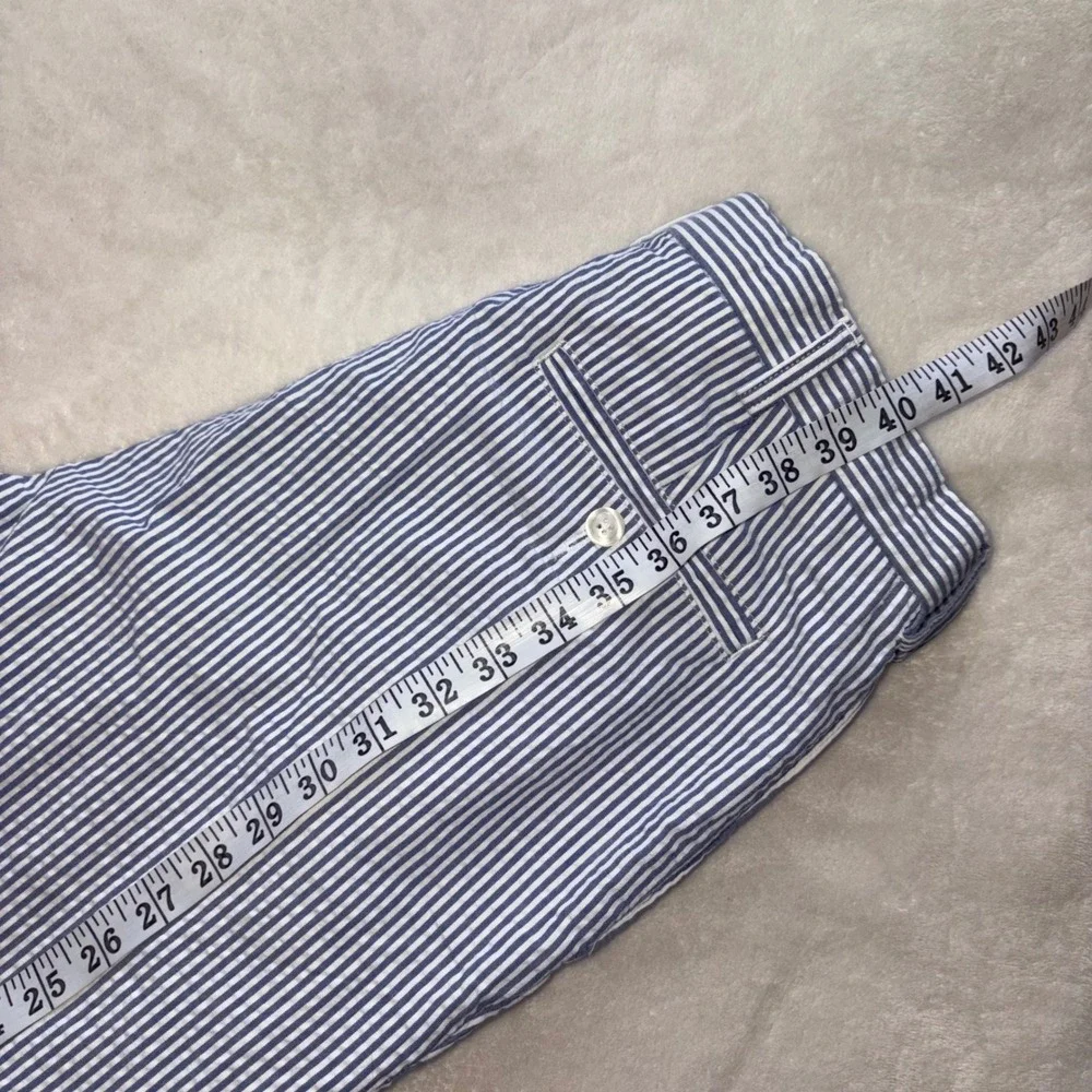 JOS. A. BANK Seersucker Pants Mens 32x30 Blue Striped Cotton Pleated Stays Cool